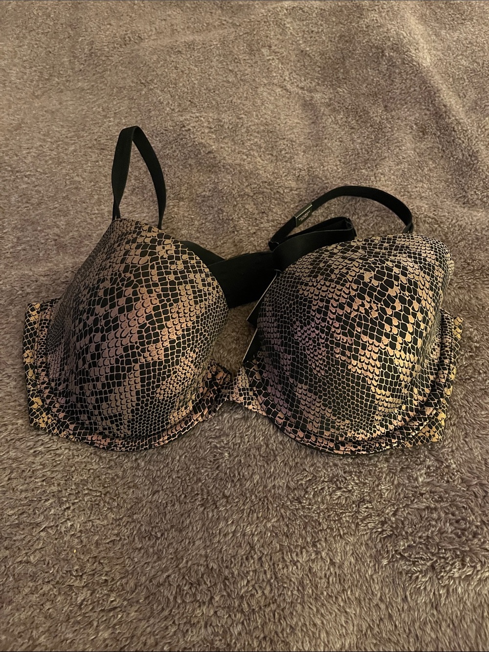 Victoria's Secret Gold and Pint Tone  Snake Print Bra 36C